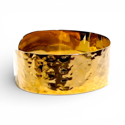 Hammered Gold Wide Width Cuff Bracelet