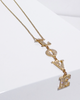 NEW 14K Gold & Diamond Vertical Hanging Love Necklace