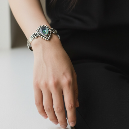 Abalone Shell Sterling Silver 925 Cuff Bracelet