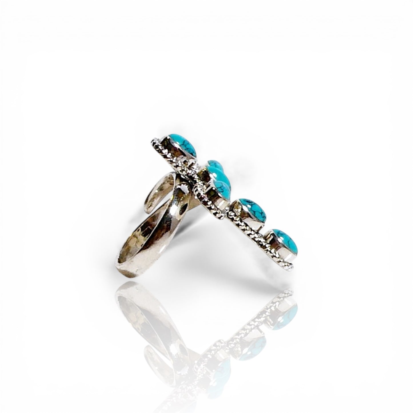 Turquoise and Sterling Silver 925 Cross Ring