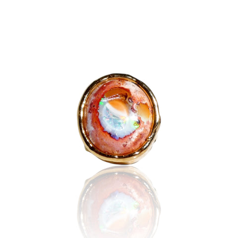 NEW Round Orange Fire Opal Ring