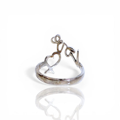 Sterling Silver Graffiti Love Ring