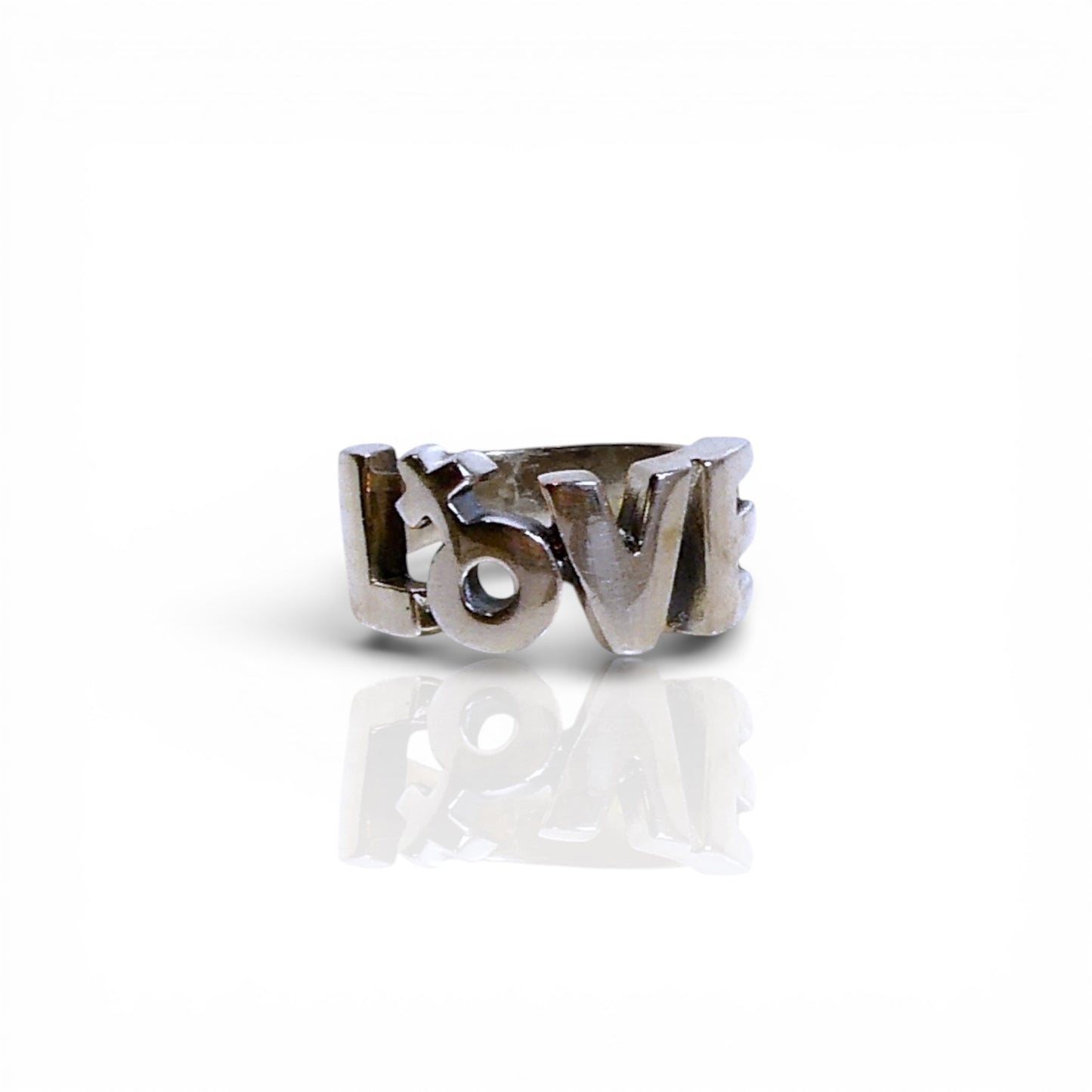 Sterling Silver Block Letter Love Ring