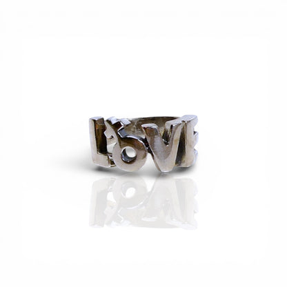 Sterling Silver Block Letter Love Ring