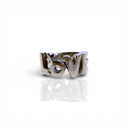 Sterling Silver Block Letter Love Ring