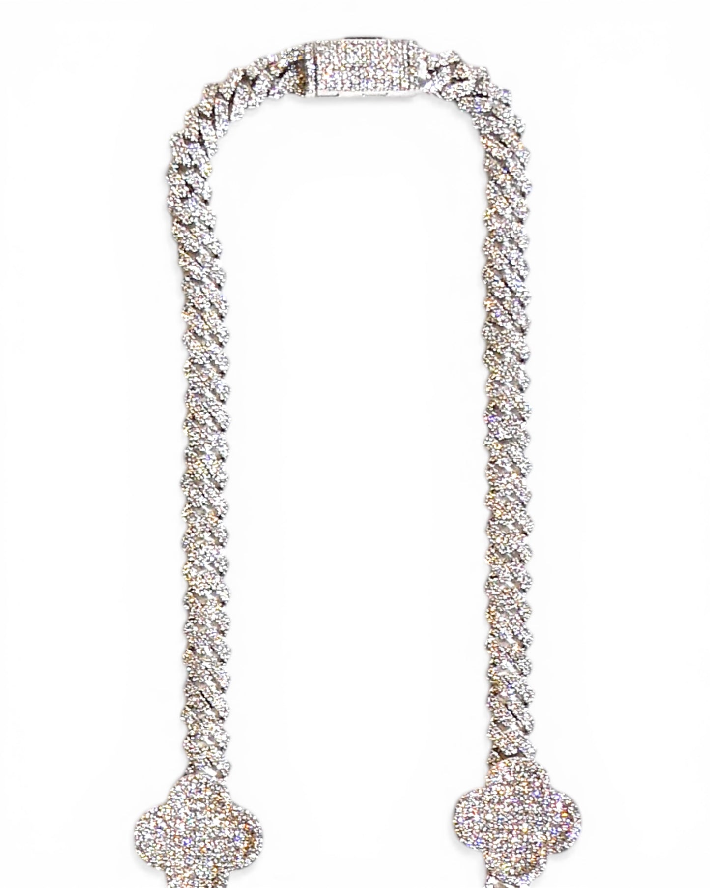 Clovers on Cuban Chain Necklace
