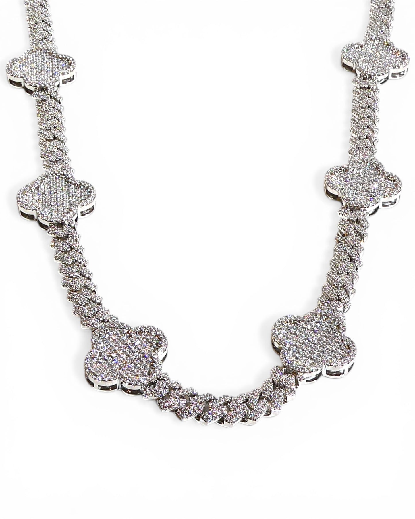 Clovers on Cuban Chain Necklace