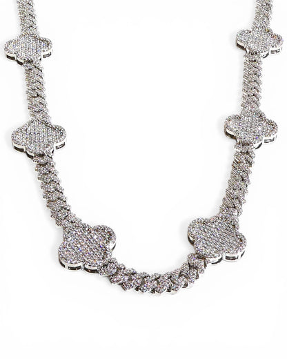 Clovers on Cuban Chain Necklace