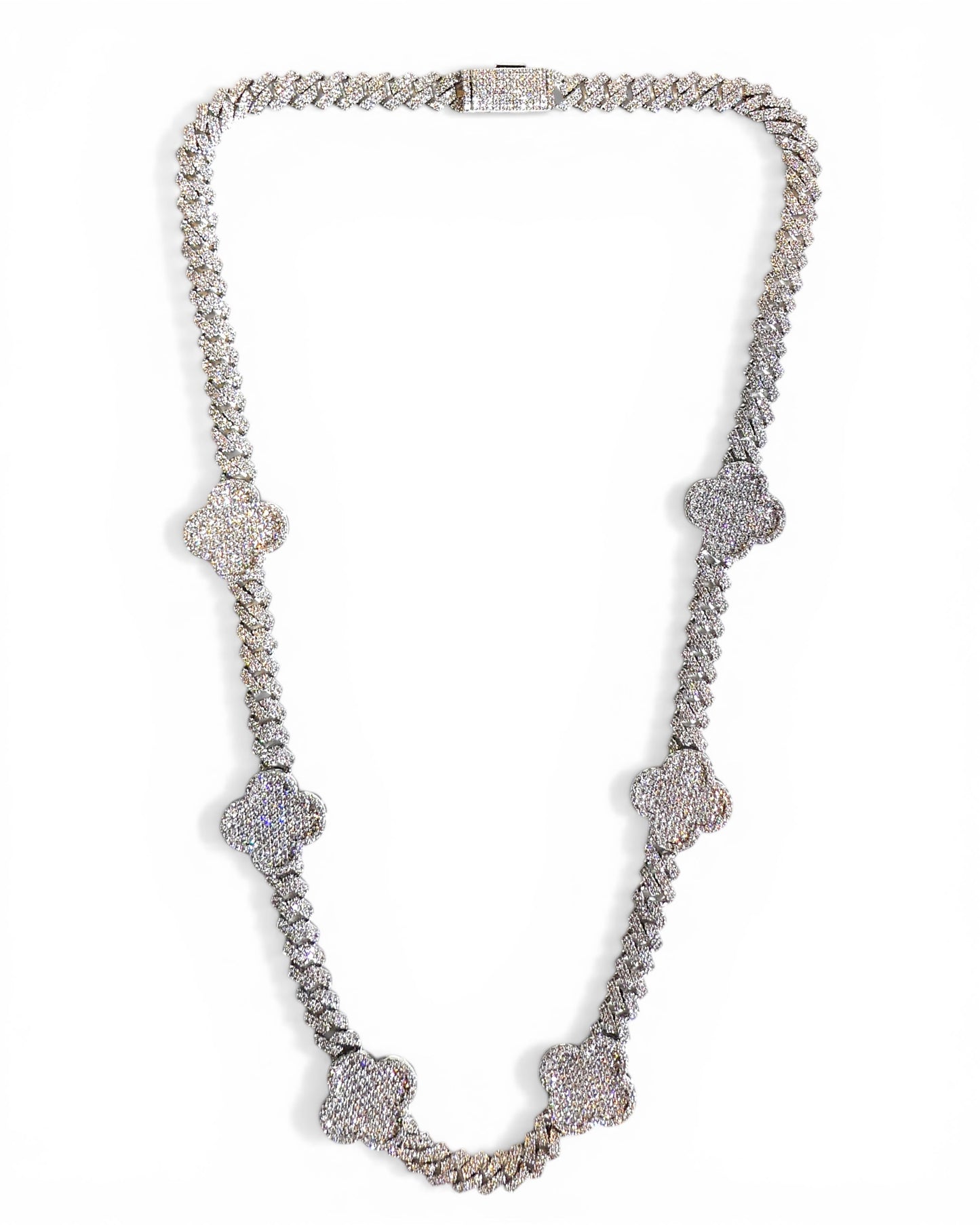 Clovers on Cuban Chain Necklace