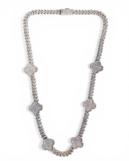 Clovers on Cuban Chain Necklace