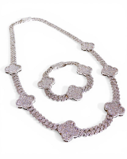 Clovers on Cuban Chain Necklace