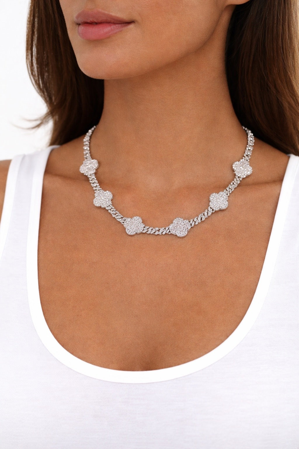 Clovers on Cuban Chain Necklace