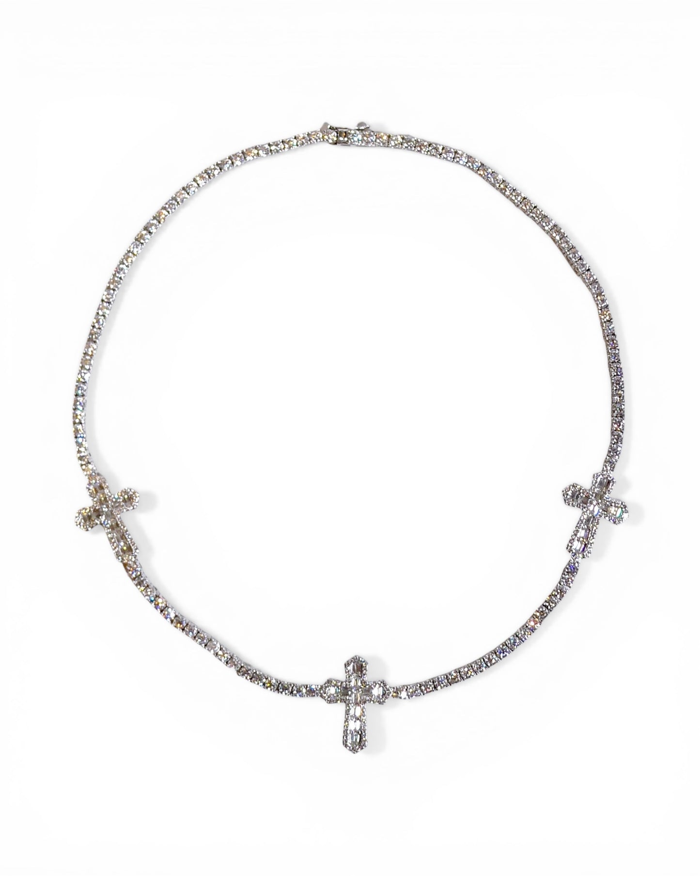 Moissanite Cross Tennis Chain Necklace