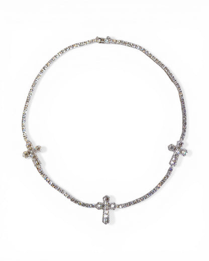 Moissanite Cross Tennis Chain Necklace