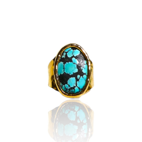 NEW Natural Web Turquoise Oval Ring