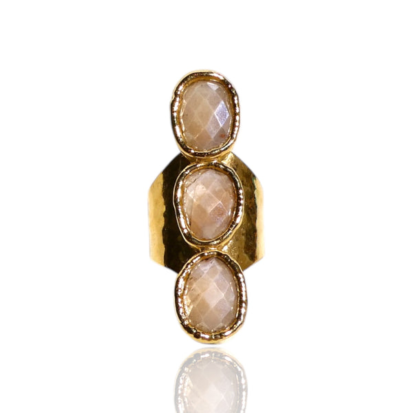 NEW Taupe Quartz Three-Stone Ring