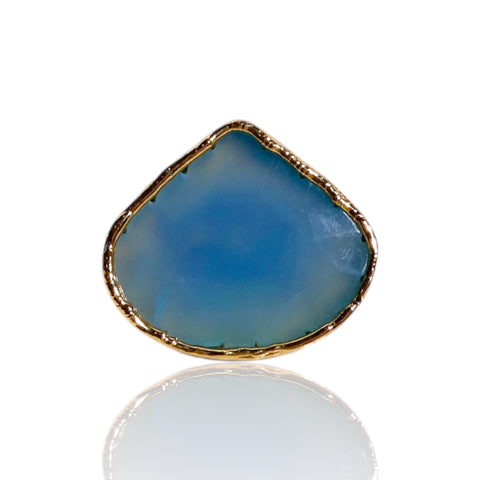 NEW Large Sky Blue Agate Ring