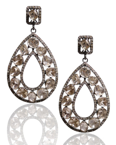 NEW Sliced Diamond Teardrop Earrings