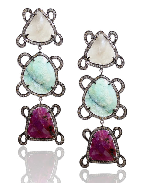 NEW Sliced Gemstone Earrings with Black Diamonds