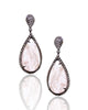 NEW Sliced Pink Sapphire Teardrop Earrings with Black Diamonds