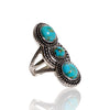 NEW Natural Turquoise Three Stone Ring