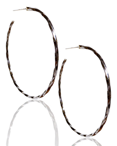 NEW Large Twisted Sterling Silver Hoop Earrings