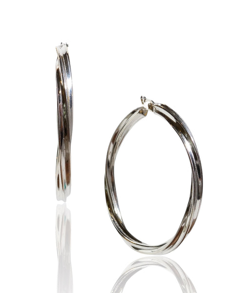 NEW Medium Twisted Sterling Silver Hoop Earrings