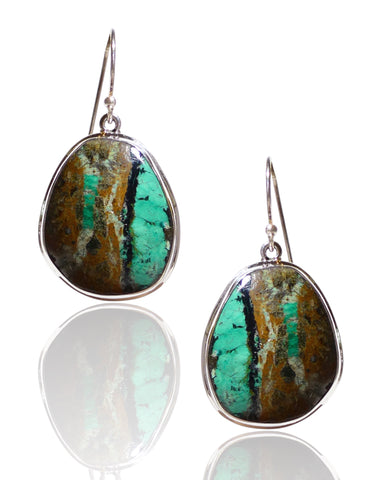 NEW Natural Turquoise and Sterling Silver Drop Earrings