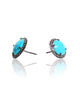 NEW Small Natural Turquoise and Black Diamond Stud Earrings