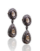 NEW Small Sliced Raw Diamond Drop Earrings with Black Diamonds