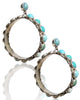 NEW Natural Turquoise Sterling Silver Dangle Hoop Earrings