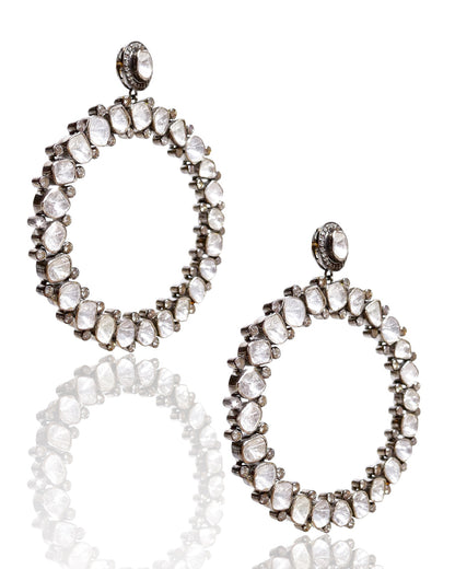 NEW Large Sliced Diamond Hoop Earrings