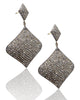 NEW Pave Black Diamond Square Dangle Earrings