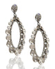 NEW Graduated Sliced Diamond Oval Halo Dangle Earrings