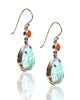 NEW Natural Turquoise and Red Coral Sterling Silver Dangle Earrings