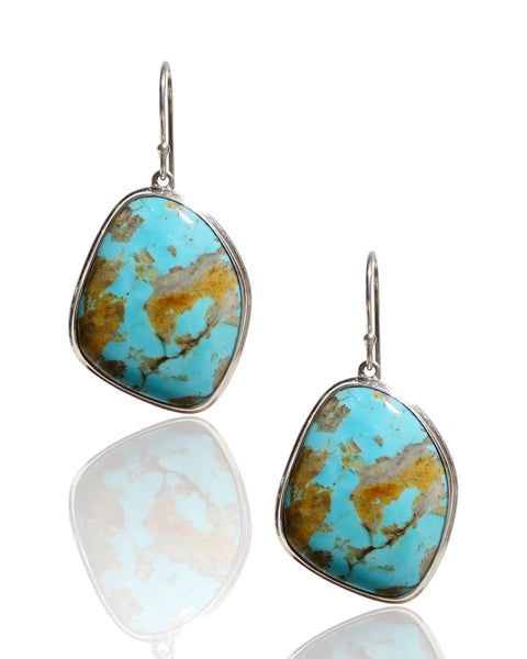 NEW Sterling Silver Natural Turquoise Freeform Dangle Earrings