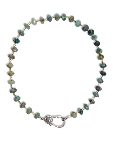 NEW Natural African Turquoise Necklace with Diamond Clasp