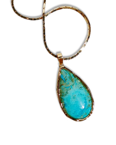 NEW Large Natural Turquoise Teardrop Pendant