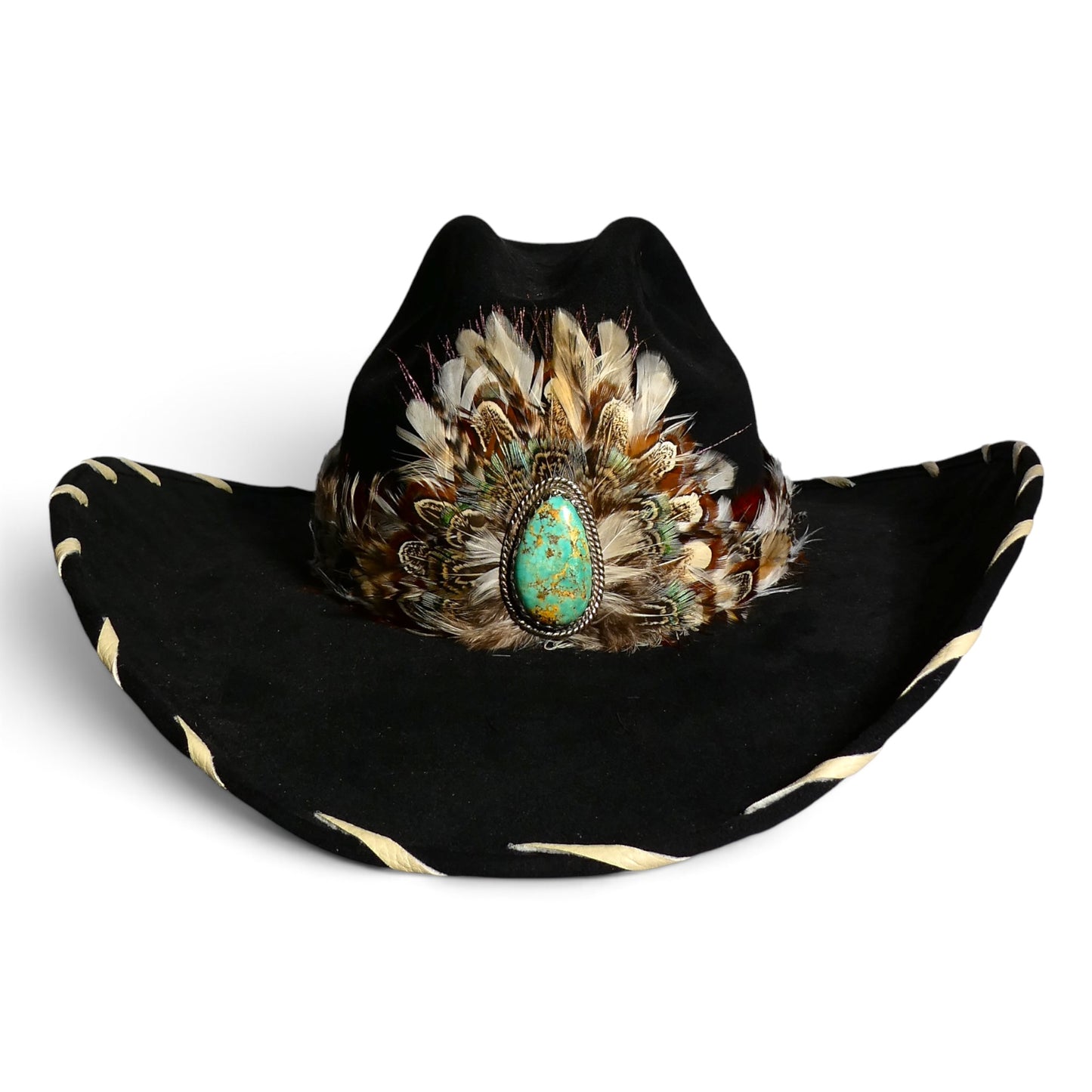 The Midnight Turquoise Feather Cowgirl Hat