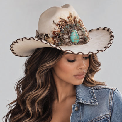The Sundance Turquoise Feather Cowgirl Hat