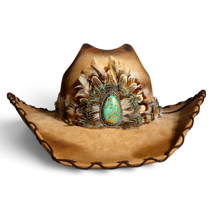 The Sierra Turquoise Feather Cowgirl Hat