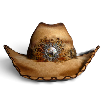 The Sierra Black Diamond & Abalone Starburst Feather Cowgirl Hat