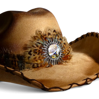 The Sierra Black Diamond & Abalone Starburst Feather Cowgirl Hat