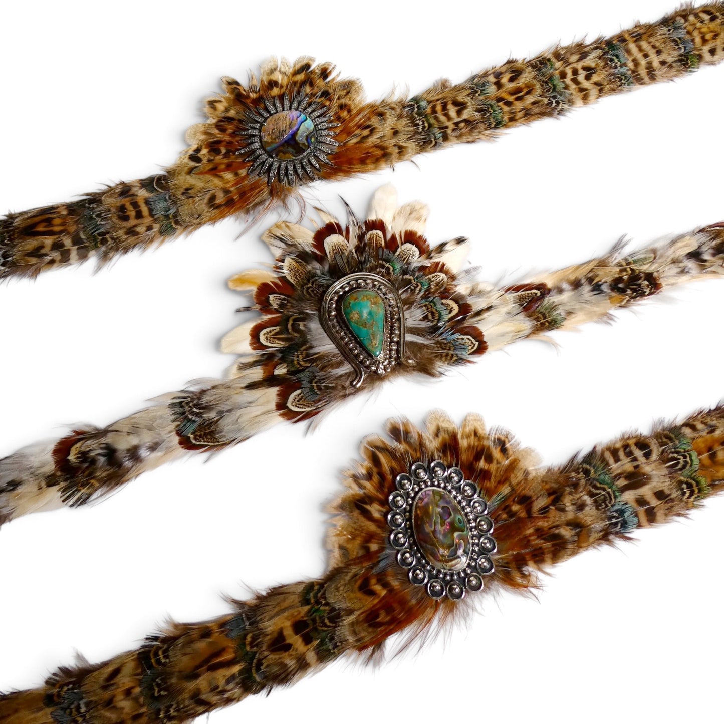 Urban Feather One-of-a-Kind Feather & Gemstone Hat Straps