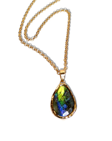 NEW Small Blue Fire Opal Teardrop Pendant