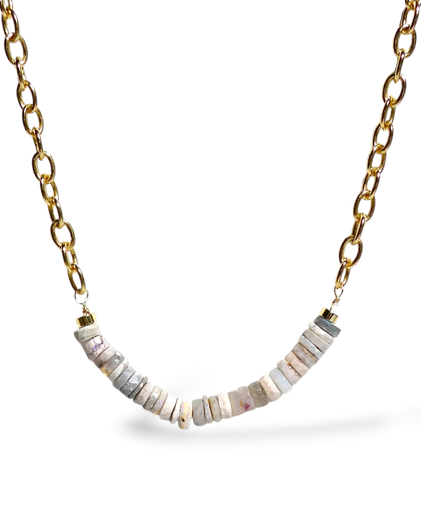 Natural Opal Rondelle Chain Necklace