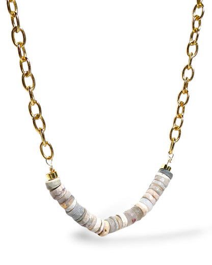 Natural Opal Rondelle Chain Necklace