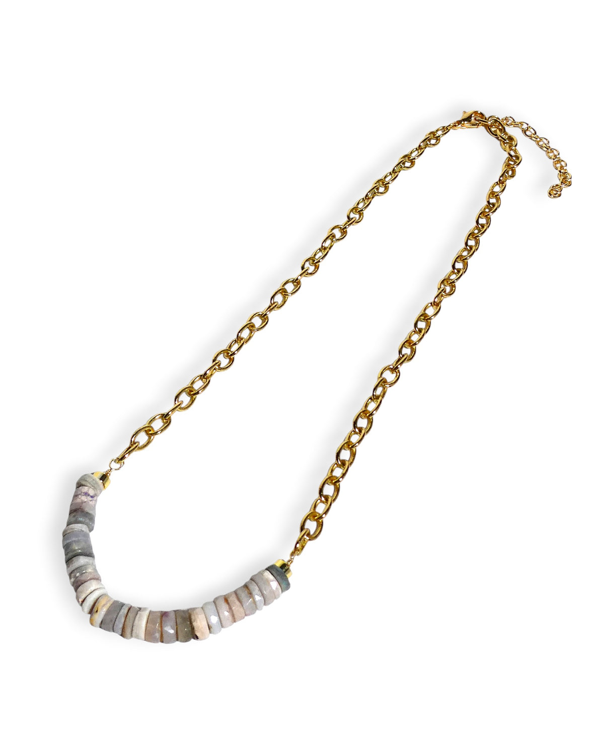 Natural Opal Rondelle Chain Necklace