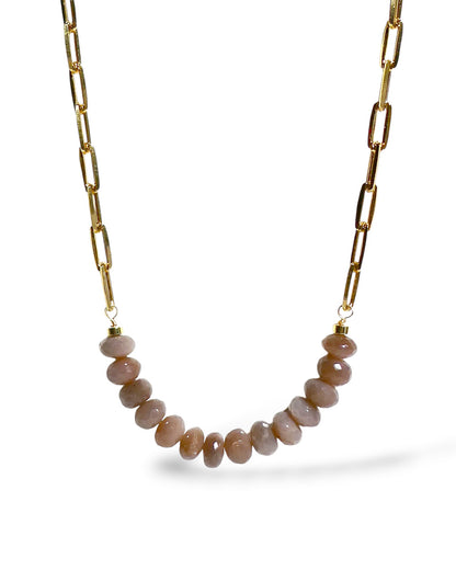 Chocolate Moonstone Gold Paperclip Necklace