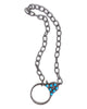 NEW Oxidized Sterling Silver Chain with Large Natural Turquoise Black Diamond Clasp